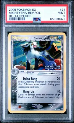 2005 POKEMON EX DELTA SPECIES #24 MIGHTYENA-REVERSE FOIL PSA 9 - Image 1