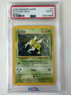 Scyther 17/130 Holo Rare Base Set 2 Pokemon 2000 PSA 6 - Image 1