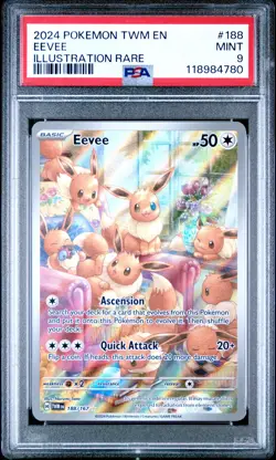 2024 POKEMON TWM EN-TWILIGHT MASQUERADE ILLUSTRATION RARE #188 EEVEE PSA 9 - Image 1