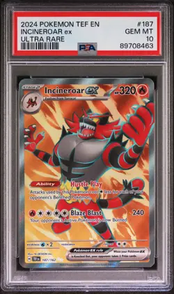 2024 POKEMON TEF EN-TEMPORAL FORCES ULTRA RARE #187 INCINEROAR EX PSA 10 - Image 1