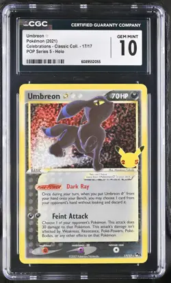 Umbreon 17/17 Pop Series 5 Holo Pokemon CGC 10 Gem Mint *055 - Image 1