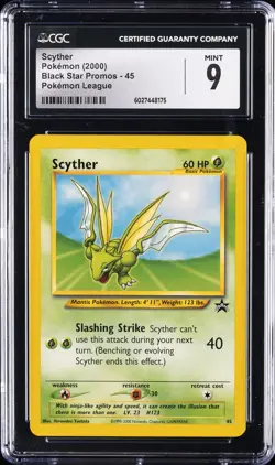 2000 POKEMON BLACK STAR PROMOS POKEMON LEAGUE #45 SCYTHER CGC 9 - Image 1