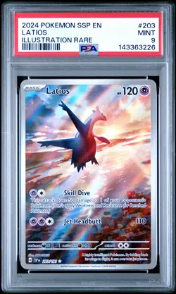 2024 POKEMON SSP EN-SURGING SPARKS ILLUSTRATION RARE #203 LATIOS PSA 9 - Image 1