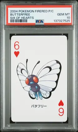 2004 POKEMON FIRERED VERSION PLAYING CARDS SIX OF HEARTS BUTTERFREE PSA 10 - Image 1