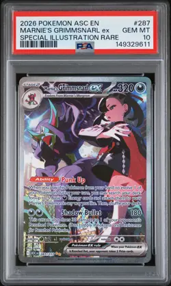 2026 POKEMON ASCENDED HEROES SPECIAL ILLUSTRATION MARNIE'S GRIMMSNARL EX PSA 10 - Image 1