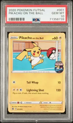 2020 POKEMON FUTSAL #001 PIKACHU ON THE BALL PSA 10 - Image 1