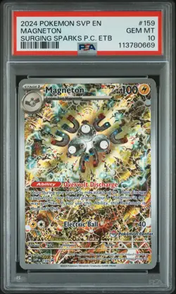 2024 POKEMON SURGING SPARKS POKEMON CENTER ELITE TRAINER BOX MAGNETON PSA 10 - Image 1