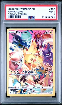 2023 Pokemon Sword & Shield Full Art Pikachu Crown Zenith #160 PSA 9 Mint - Image 1