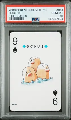 2000 POKEMON SILVER VERSION PLAYING CARDS 9 OF SPADES #051 DUGTRIO PSA 10 - Image 1