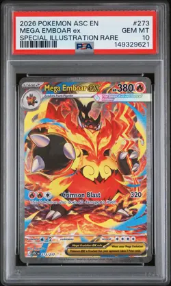 2026 POKEMON ASCENDED HEROES SPECIAL ILLUSTRATION RARE MEGA EMBOAR EX PSA 10 - Image 1