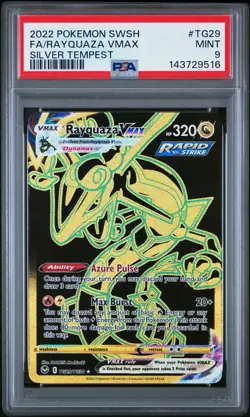 2022 POKEMON SWORD & SHIELD SILVER TEMPEST #TG29 FULL ART/RAYQUAZA VMAX PSA 9 - Image 1