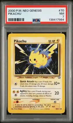 2000 POKEMON NEO GENESIS #70 PIKACHU PSA 7 - Image 1
