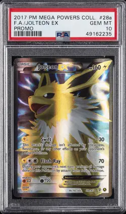 2017 POKEMON MEGA POWERS COLLECTION PROMO #28A FULL ART/JOLTEON EX PSA 10 - Image 1