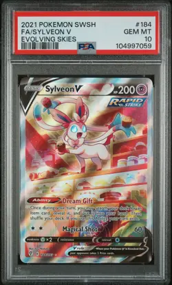 2021 POKEMON SWORD & SHIELD EVOLVING SKIES #184 FULL ART/SYLVEON V PSA 10 - Image 1