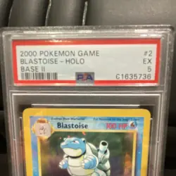 Pokemon TCG Blastoise Base Set 2 2/130 Holo Rare PSA 5 Wizards 2000 - Image 3