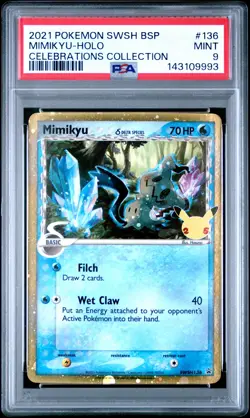 2021 POKEMON SWSH BLACK STAR PROMO CELEBRATIONS COLL #136 MIMIKYU-HOLO PSA 9 - Image 1