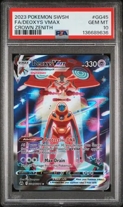 2023 POKEMON SWORD & SHIELD CROWN ZENITH #GG45 FULL ART/DEOXYS VMAX PSA 10 - Image 1