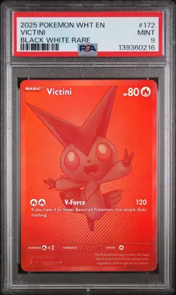 2025 POKEMON WHT EN-WHITE FLARE BLACK WHITE RARE #172 VICTINI PSA 9 - Image 1