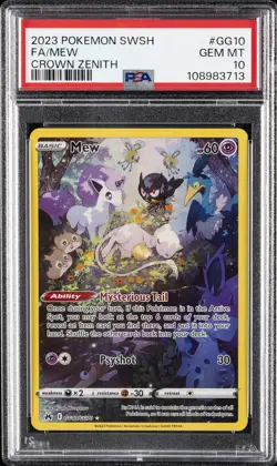 2023 POKEMON SWORD & SHIELD CROWN ZENITH #GG10 FULL ART/MEW PSA 10 - Image 1