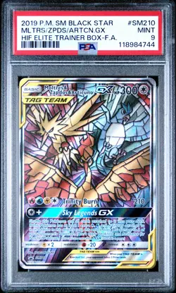 2019 POKEMON SM HIDDEN FATES ETB FULL ART/MOLTRES & ZAPDOS & ARTICUNO GX PSA 9 - Image 1