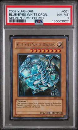 2002 YU-GI-OH! SHONEN JUMP PROMO #001 BLUE-EYES WHITE DRAGON PSA 8 - Image 1