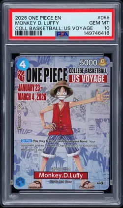2026 ONE PIECE PROMOS ONE PIECE COLLEGE BK: US VOYAGE MONKEY D. LUFFY PSA 10 - Image 1