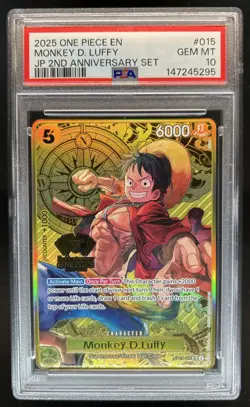 2025 One Piece 2nd Anniversary Set Monkey D Luffy #ST13-015 PSA 10 - Image 1