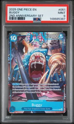 2025 ONE PIECE ENGLISH VERSION 2ND ANNIVERSARY SET #051 BUGGY PSA 9 - Image 1