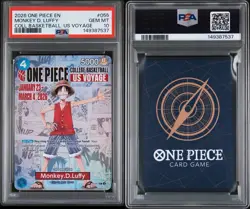 2026 ONE PIECE PROMO COLLEGE BASKETBALL US VOYAGE MONKEY D. LUFFY PSA DNA 10 - Image 1