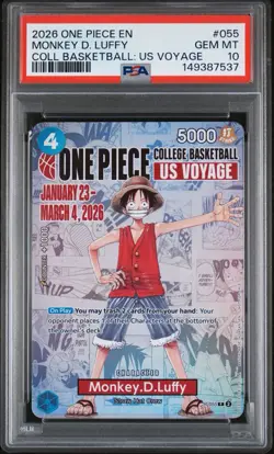 2026 ONE PIECE PROMO COLLEGE BASKETBALL US VOYAGE MONKEY D. LUFFY PSA DNA 10 - Image 3