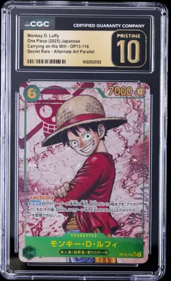 2025 ONE PIECE JPN CARRYING ON HIS WILL ALT ART MONKEY D. LUFFY CGC 10 PRISTINE - Image 1