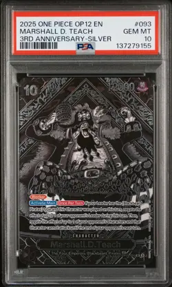 2025 ONE PIECE OP12-LEGACY OF THE MASTER 3RD ANV-SILVER MARSHALL D. TEACH PSA 10 - Image 1