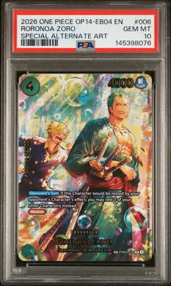 2026 ONE PIECE OP14-EB04-THE AZURE SEA'S SEVEN #006 RORONOA ZORO PSA 10 - Image 1
