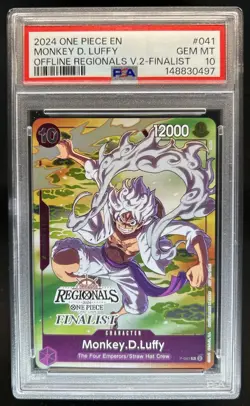 2024 One Piece Offline Regionals V2 Finalist Monkey D Luffy #P-041 PSA 10 - Image 1