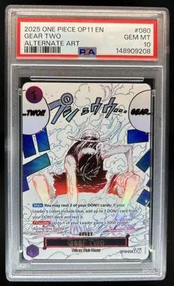 2025 One Piece Gear Two Rare Alt Art Alternative #OP11-080 PSA 10 - Image 1