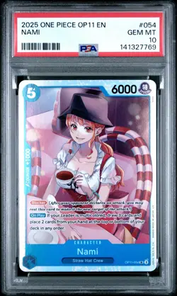 2025 ONE PIECE OP11-A FIST OF DIVINE SPEED #054 NAMI PSA 10 - Image 1