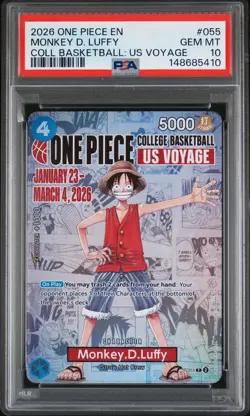 2026 ONE PIECE PROMOS ONE PIECE COLLEGE BK: US VOYAGE MONKEY D. LUFFY PSA 10 - Image 1