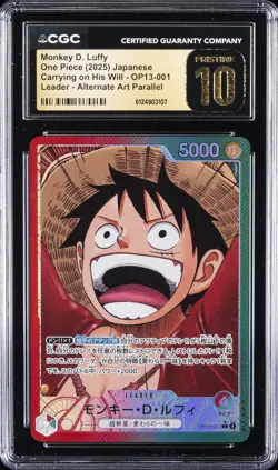 2025 ONE PIECE JPN #OP13-001 MONKEY D LUFFY CGC 10 PRISTINE - Image 1