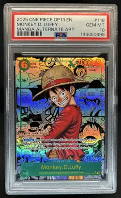 2025 One Piece Carrying On His Will Monkey D Luffy Manga Alt Art OP13-118 PSA 10 - Image 1