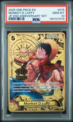 2025 ONE PIECE JPN 2ND ANV SET #015 MONKEY D. LUFFY PSA 10 - Image 1