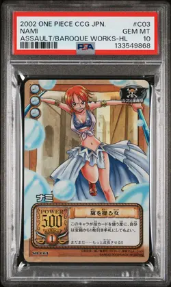 2002 BANDAI ONE PIECE CCG JPN ASSAULT ON BAROQUE WORKS #C03 NAMI PSA 10 - Image 1