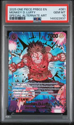 2025 ONE PIECE PRB02 SPECIAL ALTERNATE ART #061 MONKEY D. LUFFY PSA 10 - Image 1