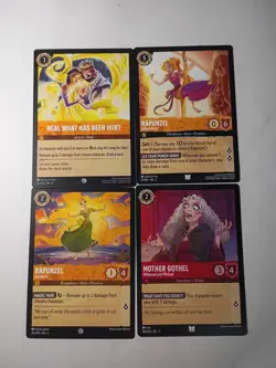 Lorcana Disney Tangled Rapunzel 4 Regular Cards - Image 1