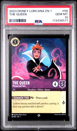 2023 DISNEY LORCANA EN 1-THE FIRST CHAPTER THE QUEEN - WICKED AND VAIN PSA 10 - Image 1