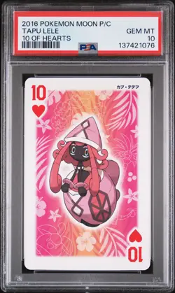 2016 POKEMON MOON PLAYING CARDS 10 OF HEARTS TAPU LELE PSA 10 - Image 1