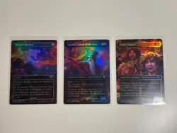2023 MTG LOTR Gandalf Frodo Wizard Rockets Scene Prerelease Promo Stamp 3 Cards - Image 1