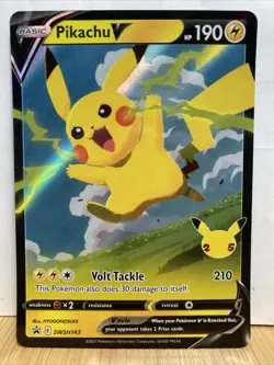 Pokemon Celebrations Promo Pikachu V Card Rare SWSH143 - Image 1