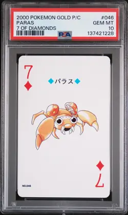 2000 POKEMON GOLD VERSION PLAYING CARDS 7 OF DIAMONDS #046 PARAS PSA 10 - Image 1