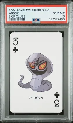 2004 POKEMON FIRERED VERSION PLAYING CARDS 3 OF CLUBS ARBOK PSA 10 - Image 1