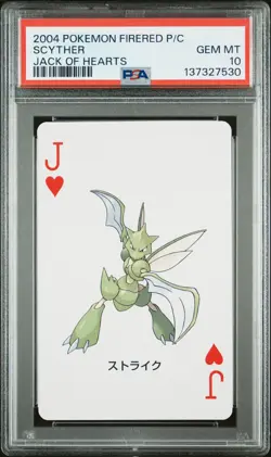 2004 POKEMON FIRERED VERSION PLAYING CARDS JACK OF HEARTS SCYTHER PSA 10 - Image 1
